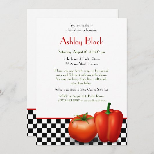 Retro Kitchen Theme Bridal Shower Uitnodiging (Voorkant / Achterkant)