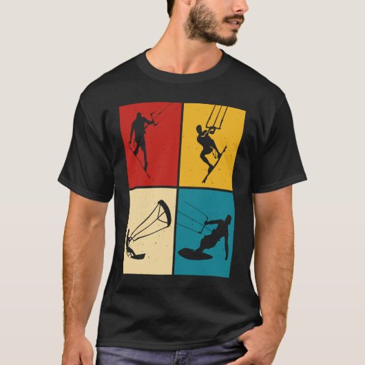 Retro Kitesurf  Kiteboarding T-shirt (Voorkant)