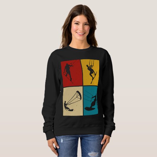 Retro Kitesurf  Kiteboarding Trui (Voorkant volledig)