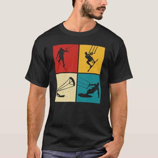 Retro Kitesurfen Kiteboarden T-shirt (Voorkant)