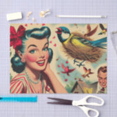 Retro Kitsch 1950s meisje illustratie Tissuepapier (Craft)