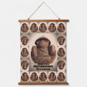 Retro Kitsch Carved Coconut Monkey Bank Hangend Wandkleed (Voorkant)