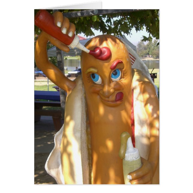 Retro Kitsch Hot Dog Statue (Voorkant)