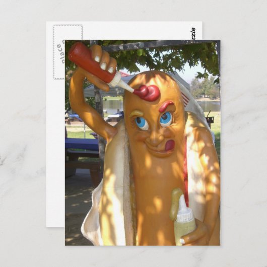 Retro Kitsch Hot Dog Statue Briefkaart (Voorkant / Achterkant)