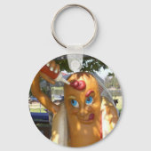 Retro Kitsch Hot Dog Statue Sleutelhanger (Voorkant)