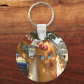 Retro Kitsch Hot Dog Statue Sleutelhanger (Voorkant)