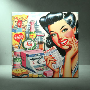 Retro Kitsch Mooi  Meisje Tegeltje