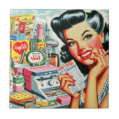 Retro Kitsch Mooi  Meisje Tegeltje (Voorkant)