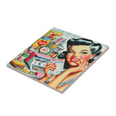 Retro Kitsch Mooi  Meisje Tegeltje (Zijkant)