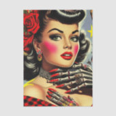 Retro Kitsch Pin-up Tissuepapier (Voorkant)