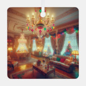 Retro Kitsch Retro Kerstmis gepersonaliseerd Metalen Ornament (Voorkant)