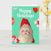  Retro Kitsch Santa Christmas Kaart (Gele Bloem)