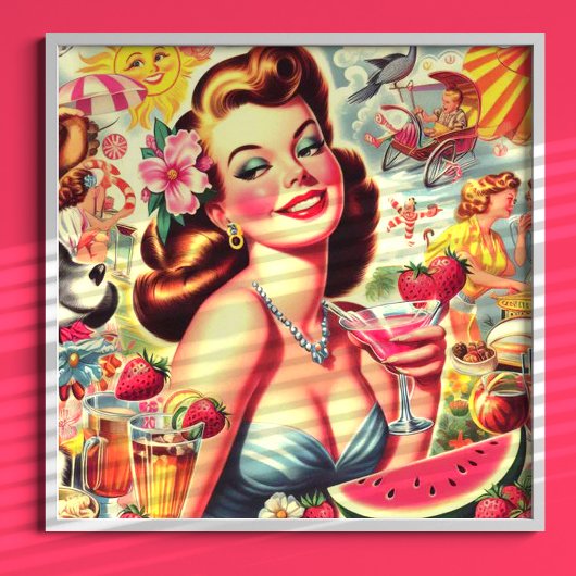 Retro Kitsch Schattige Pinup Poster