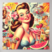 Retro Kitsch Schattige Pinup Poster (Voorkant)