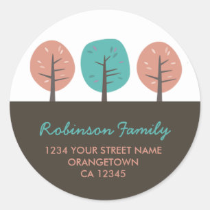 Retro Kitsch Trees Retouradres Stickers