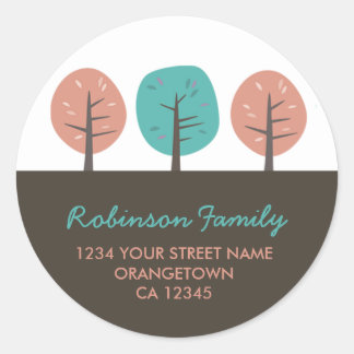 Retro Kitsch Trees Retouradres Stickers