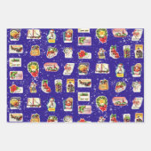 Retro Kitschy Kerst stickers 3 Kleur Inpakpapier Vel (Voorkant 3)