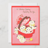  Retro Kitten 50s Sweet Pink Valentijn Feestdagenkaart (Voorkant)