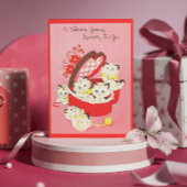  Retro Kitten 50s Sweet Pink Valentijn Feestdagenkaart