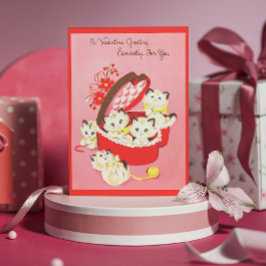  Retro Kitten 50s Sweet Pink Valentijn Feestdagenkaart