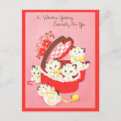  Retro Kitten 50s Sweet Pink Valentijn Feestdagenkaart (Voorkant)