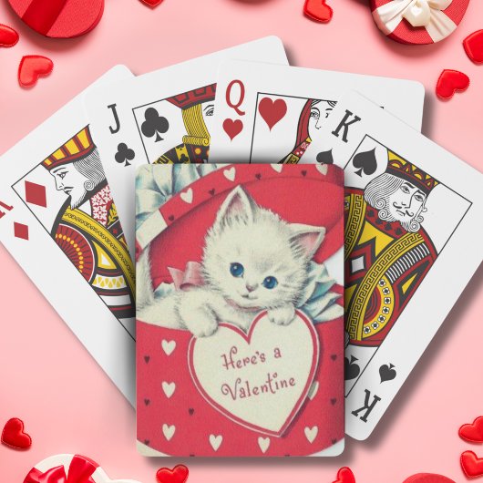 Retro  kitten in Petten doos Valentijnsdag Pokerkaarten