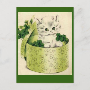  Retro Kitten Saint Patrick's Day Briefkaart
