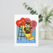 Retro Kitten Valentijn Feestdagenkaart (Staand voorkant)