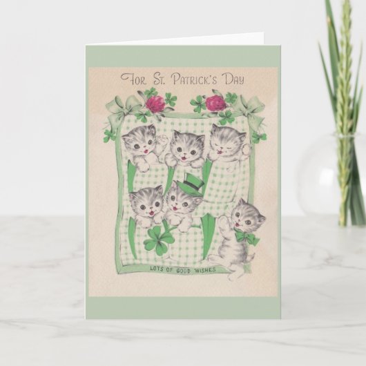 Retro Kittens St. Patrick's Day Wenskaart Kaart (Voorkant)