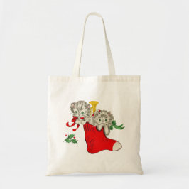 Retro Kittens voor Kerstmis Tote Bag