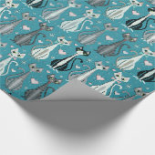 Retro Kitty Cat (faux) Cross Stitch ©studioxtine Cadeaupapier (Hoek)