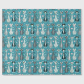 Retro Kitty Cat (faux) Cross Stitch ©studioxtine Cadeaupapier (Vlak)