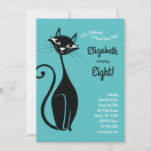 Retro Kitty Cat Kids Birthday Party Kaart (Voorkant)