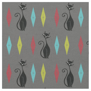 Retro Kitty Cats Cute  Mod's van 1960 Stof