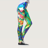 Retro kiwi lelie abstracte tropische bloemen leggings (Rechts)