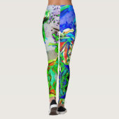 Retro kiwi lelie abstracte tropische bloemen leggings (Achterkant)