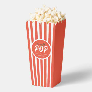Retro Klaar om Pop Baby shower Rode Streep Pop Maï Bedankdoosjes