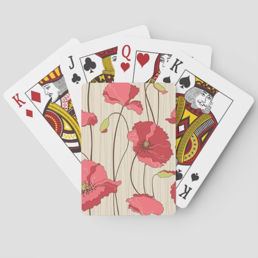 Retro Klaprozen Patroon Pokerkaarten (Achterkant)