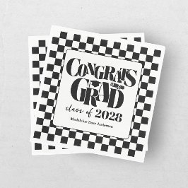 Retro Klas Congrats Afstuderen Zwart Servet