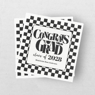Retro Klas Congrats Afstuderen Zwart Servet