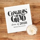 Retro Klas Congrats Afstuderen Zwart Servet