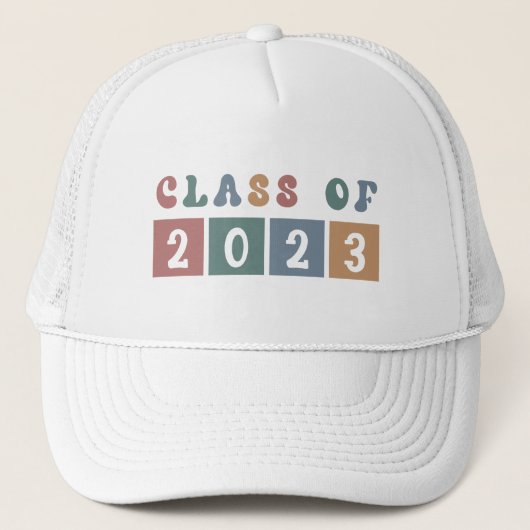 Retro klas van 2023 School Universiteit afstudeerc Trucker Pet (Voorkant)