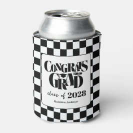 Retro Klas van Congrats Afstuderen Zwart en Wit Blikjeskoeler