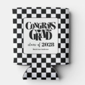 Retro Klas van Congrats Afstuderen Zwart en Wit Blikjeskoeler (Achterkant)