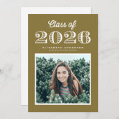 Retro Klasse van 2024 Gouden Foto Afstuderen Kaart (Voorkant / Achterkant)