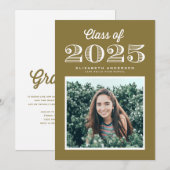 Retro Klasse van 2024 Gouden Foto Afstuderen Kaart (Voorkant / Achterkant)