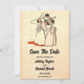  Retro Klassic Comic Wedding Save the Date Kaart (Voorkant)