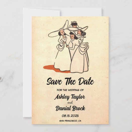 Retro Klassic Comic Wedding Save the Date Kaart (Voorkant)
