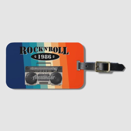 Retro klassiek, boetscapsule, rockmuziek,  bagagelabel (Voorkant (horizontaal))