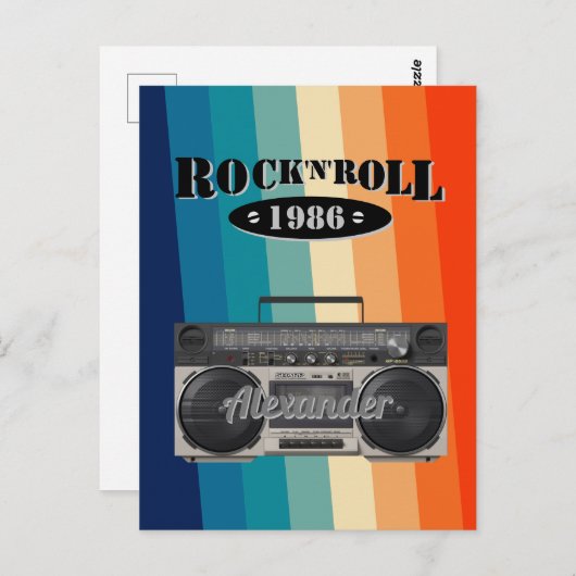 Retro klassiek, boetscapsule, rockmuziek,  briefkaart (Voorkant / Achterkant)